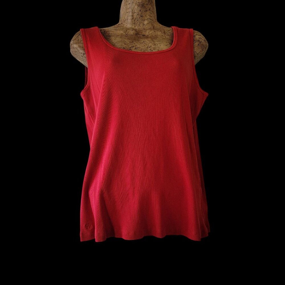 Lauren Ralph Lauren Red Sleeveless Ribbed Knit Tank Top Womens 1X